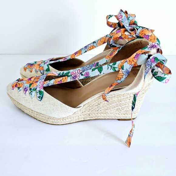 Crown & Ivy Lawndale Womens Floral Print Espadrille Wedge Sandals Sz 9.5~SH162.1 - Picture 3 of 8